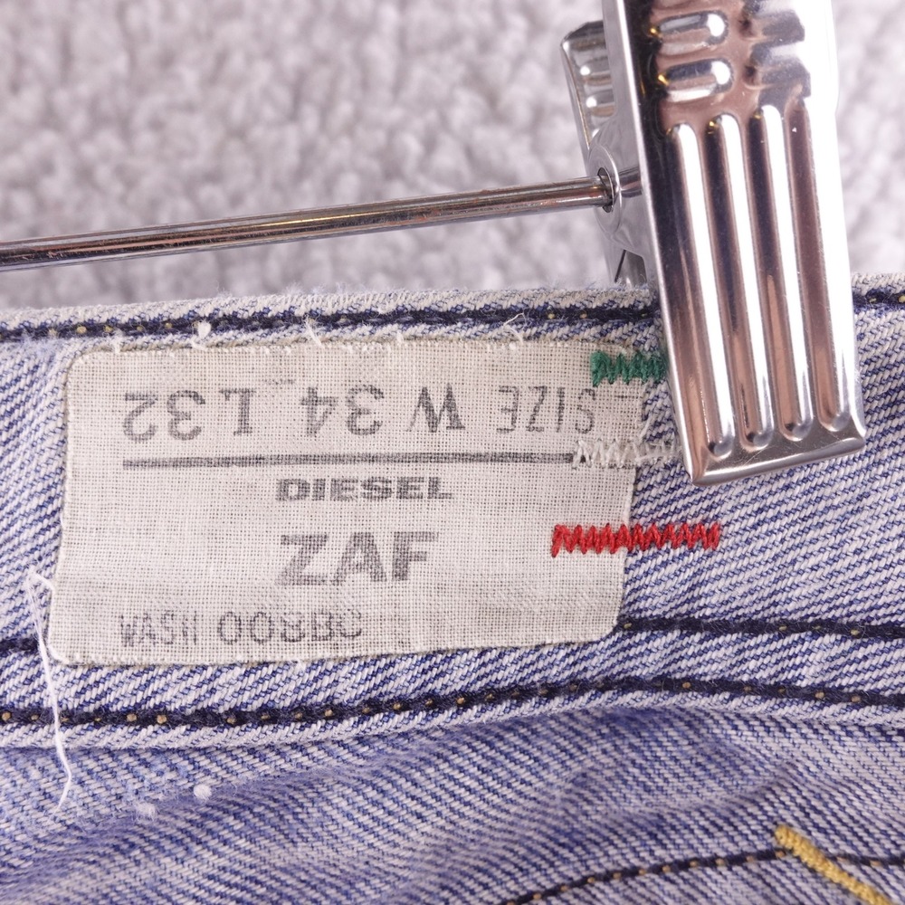 Diesel Zaf 8BC Mens Bootcut Jeans 34x32 Blue Denim Made in Italy Distressed Hem - Picture 3 of 11
